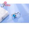 Sea Blue Round Rhinestone Rings For Women 925 Sterling Silver Anniversary Ring Jewelry Best Gift For Wedding Anel