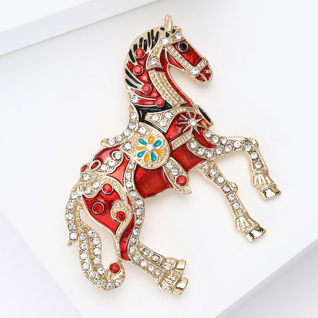Dainty Enamel Horse Pin With Rhinestones Elegant Animal Lapel Accessory For Parties Event Daily Accessories