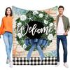 Welcome Home Blanket Cozy Soft Throw Decorative Blanket for Living Room or Bedroom Perfect Housewarming Gift with Beautiful Wrea