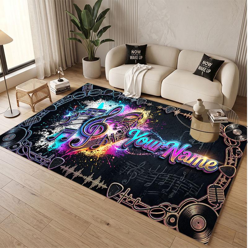 Decorative Artwork Theme Soft Crystal Velvet Rug Custom Name & Text Print Non Slip Floor Rug for Bedroom Living Room