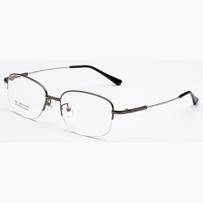 Men's Semi-Rimmed Titanium Memory Frame Metal Eyeglasses Frame for Myopia Prescription Glasses