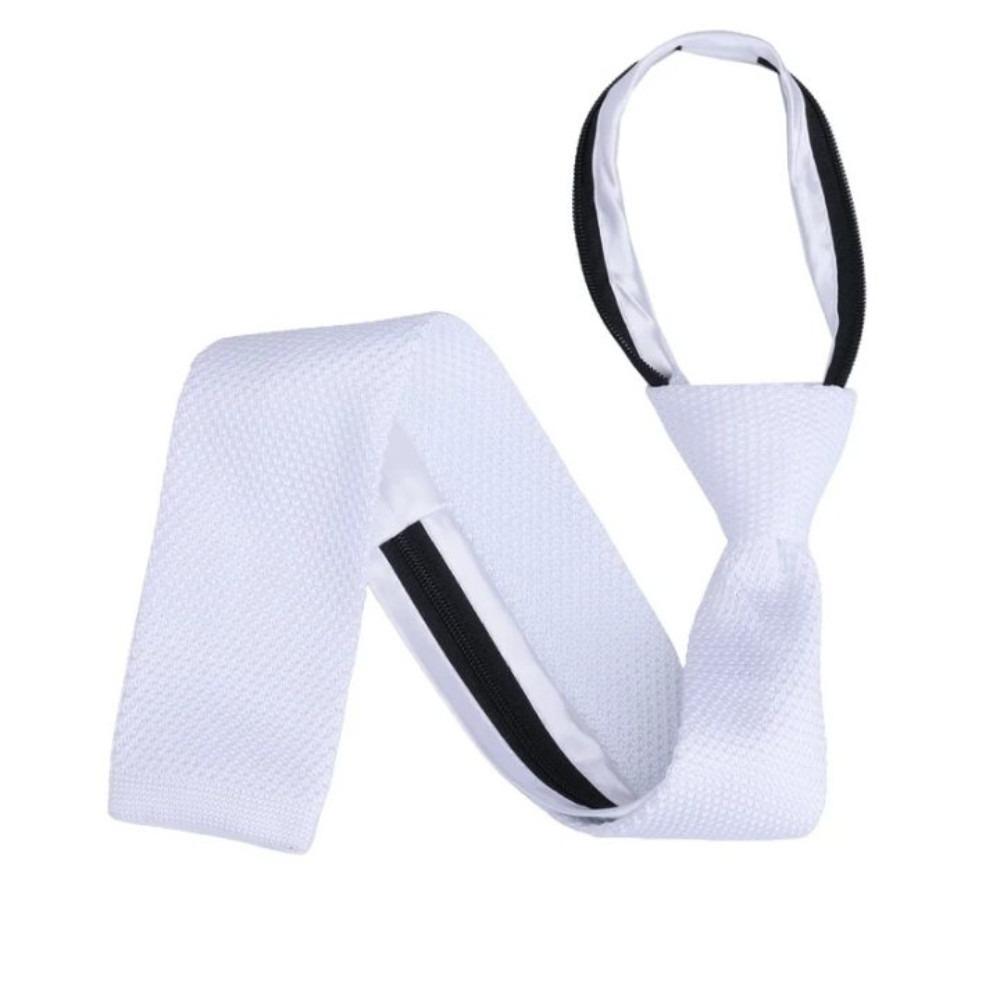 Knitted Fabric Knitted Tie Zipper Closure Flat Head Tie Fashion Automatic Zipper Tie  Dress Shirts