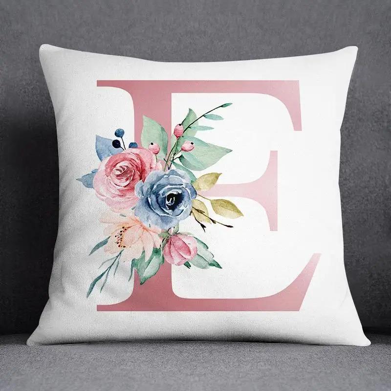 Office Living Room Home Pillowcase Simple Flower Letter Pattern Pillowcase Car Ornaments