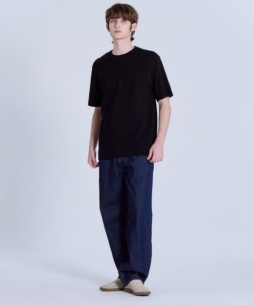 BASIC HOUSE Uni Relaxed Fit Round Neck Short Sleeve T-Shirt Black Lats0105 (A Type)
