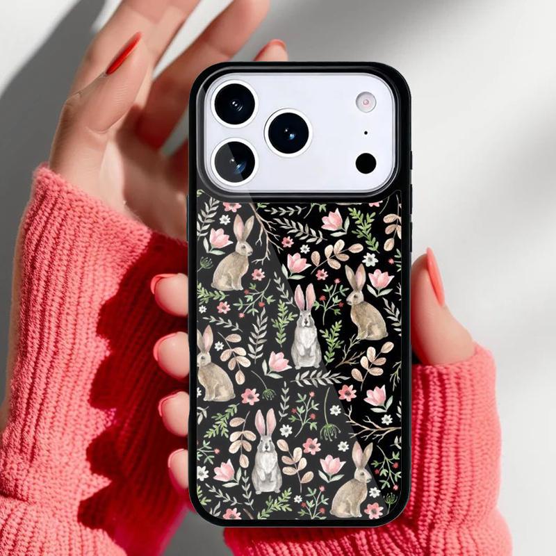 Rabbit Bunny Pattern soft Phone Case for iPhone 17 Air 16e 15 14 13 Pro Max Back Cover for 12 11 Pro Coque