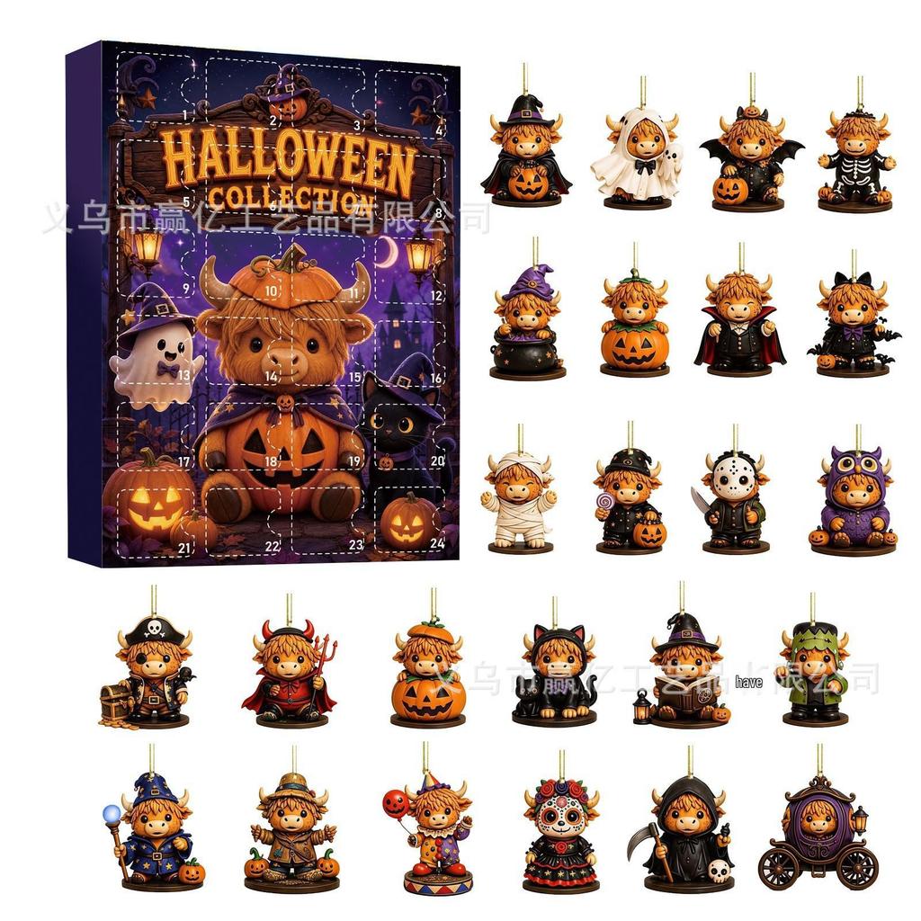 2026 Halloween Witch, Ghost & Goblin Countdown Calendar with Acrylic Pendant Blind Box