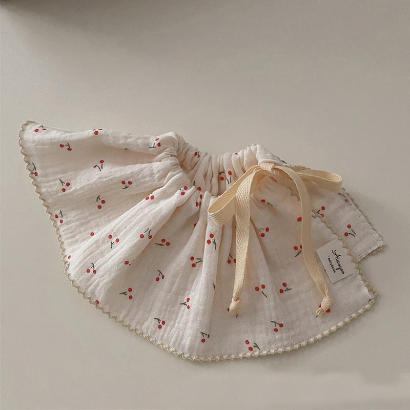 4Layers Cotton Gauze Baby Bibs Toddlers Newborns Printing Ruffle Feeding Burp Cloths Apron Baby Saliva Towel Drool Bib