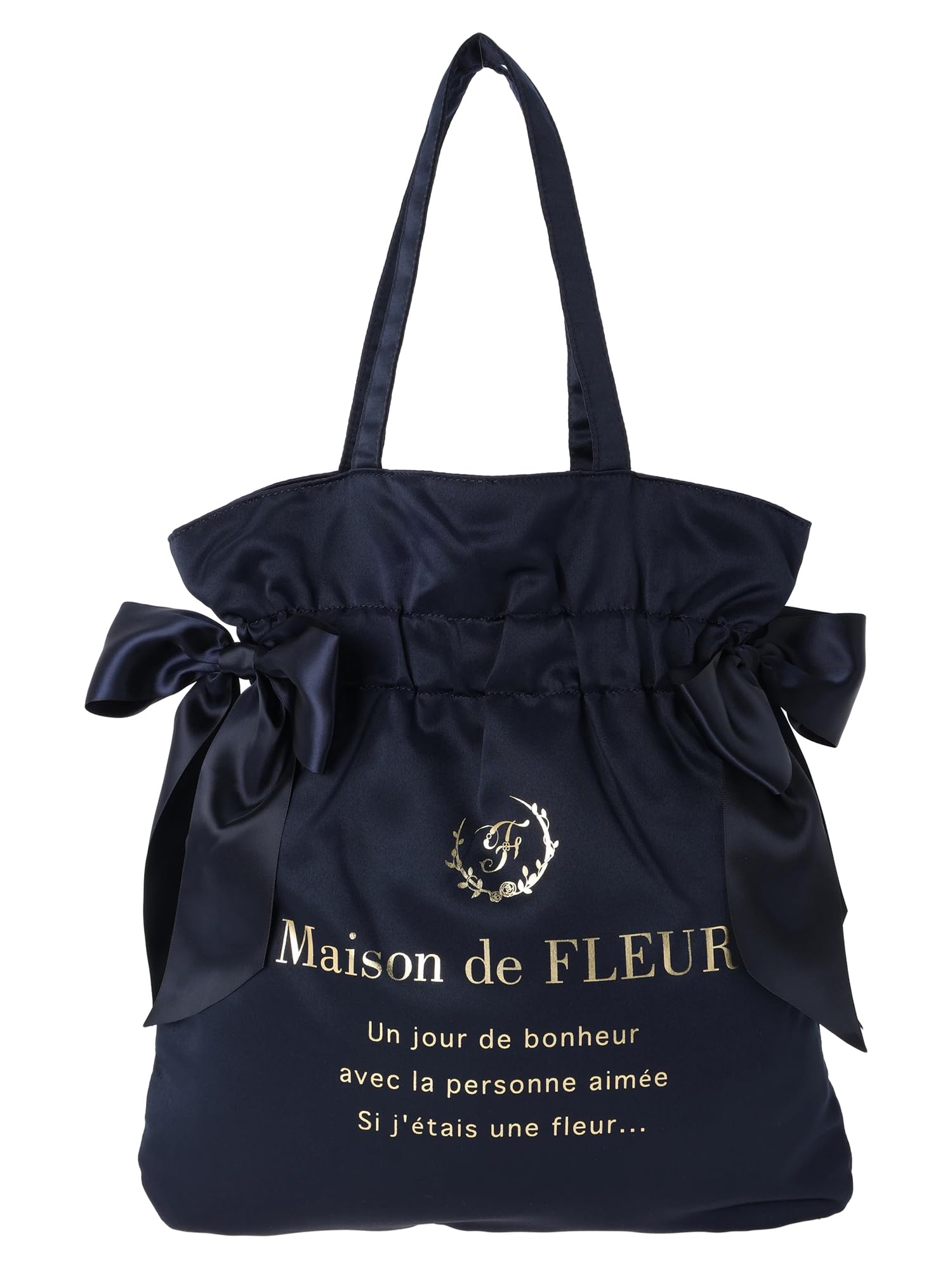 

de Tote Bag Double Ribbon Gazer Tote Bag Navy [Maison Fleur] Women s