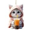 Cat Ornaments - Car Decoration Animals, Christmas Tree Decoration | Colorful Animal Pendant, Wooden
