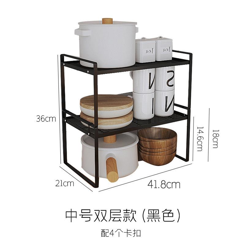 Kitchen supplies layered shelves, double-layer cabinets, dish storage racks, sink side countertops, plate drain racks
