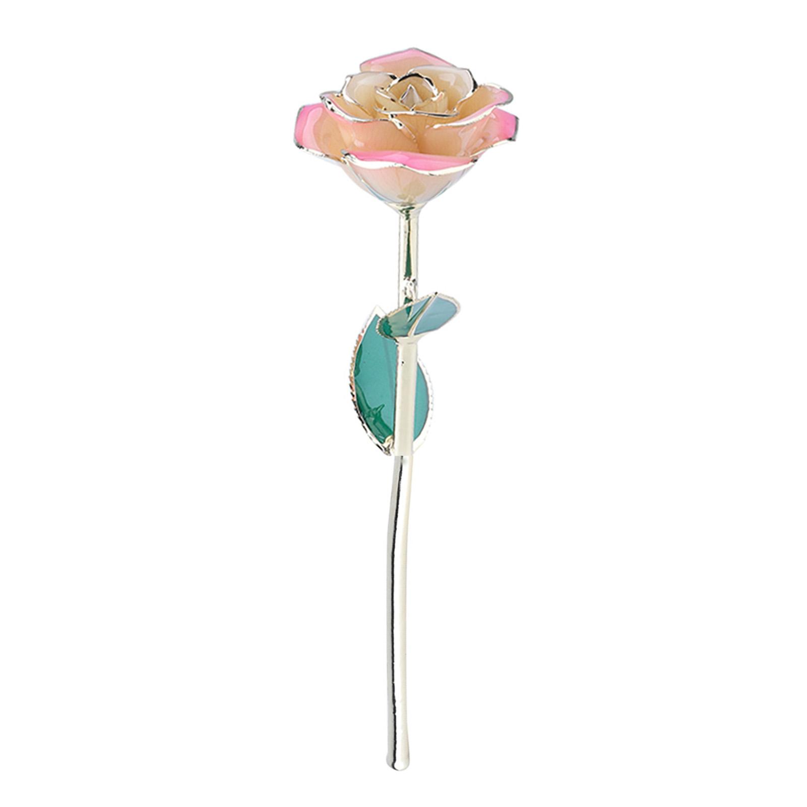 

Long Stem Dipped 24k Gold Rose in Gift Box with Stand (White pink Rose with Stand)