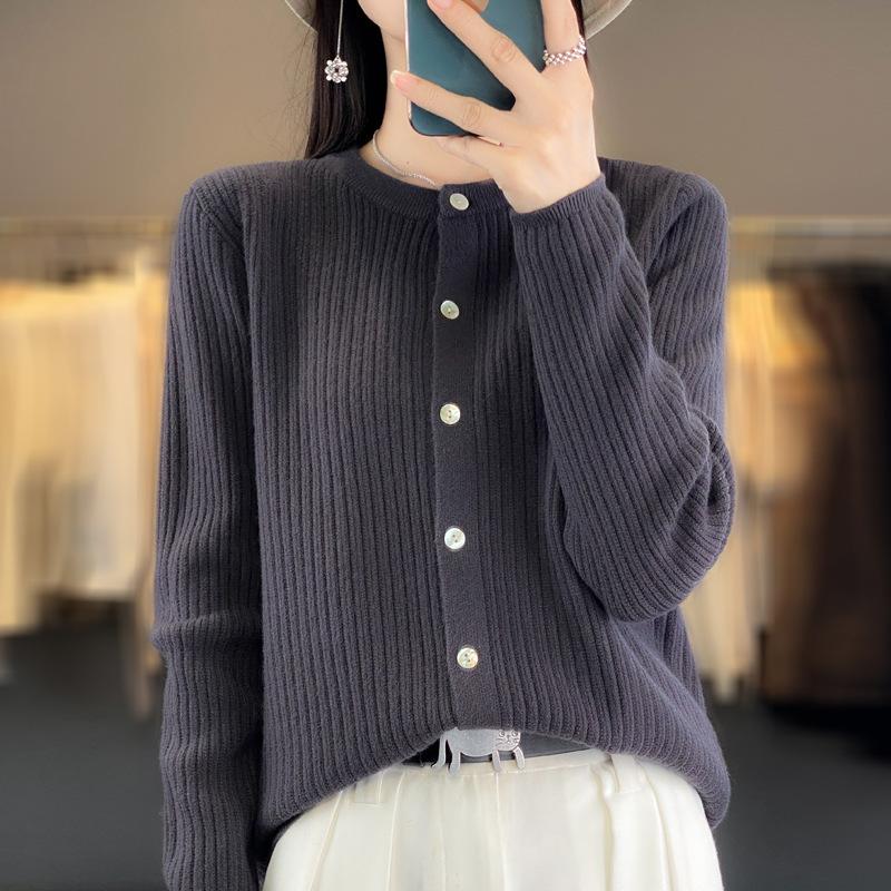 Lente Herfst en Winter Mode Dames Gebreide Kleding Mode Casual Effen Kleur Print Lange Mouwen O-Hals Trui