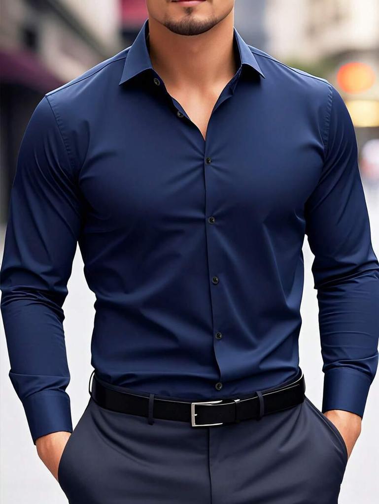Men's Korean Style Slim-Fit Long-Sleeved Professional Shirt - Non-Iron, Handsome Formal Wear