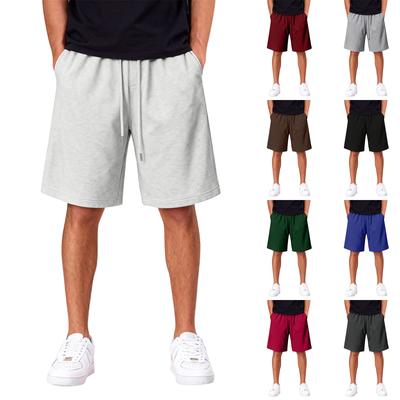 Men's Drawstring Waist Straight Wide-leg Casual Sports Shorts