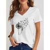 Plus Size, Plus Size Women's Elegant Patchwork Print V-Neck Short Sleeve Blouse
