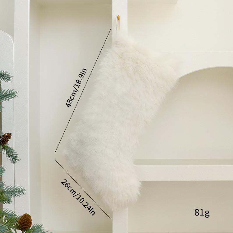 Decor Christmas Stocking Gift Bag With Long Plush Material For Family Gatherings