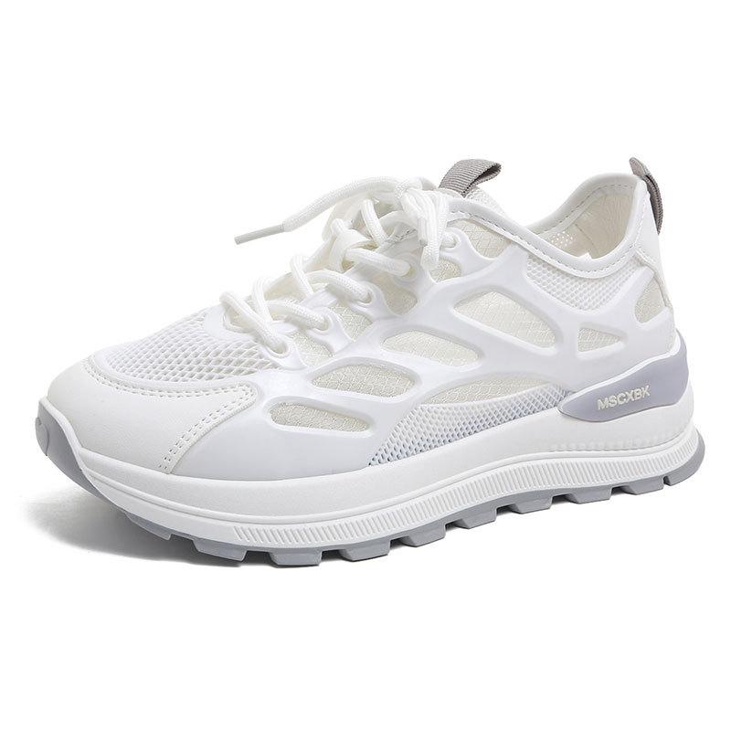 Mesh Breathable Thin Women's Shoes 2025 Summer New Lightweight and Versatile Casual Sports Shoes Thick-soled Non-slip White Shoes