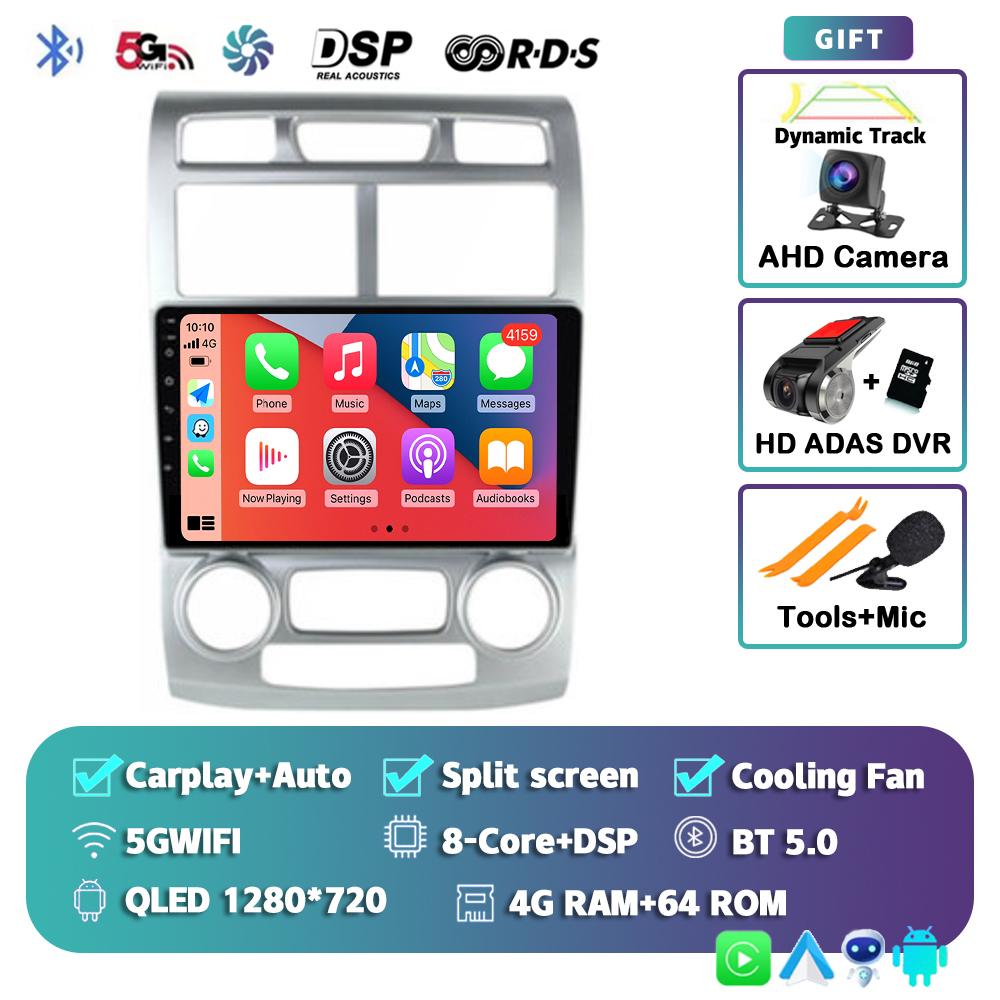 Android 14 Carplay Auto For KIA Sportage 2004 - 2007 Car Radio 4G+WIFI Player Multimedia Stereo 360 Camera Navigation Video GPS