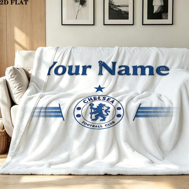 1PC Chelsea F Custom Name Patterned Flannel Blanket Suitable For All Seasons for Home Decor Warmth and Comfort Gifts Holiday Present
