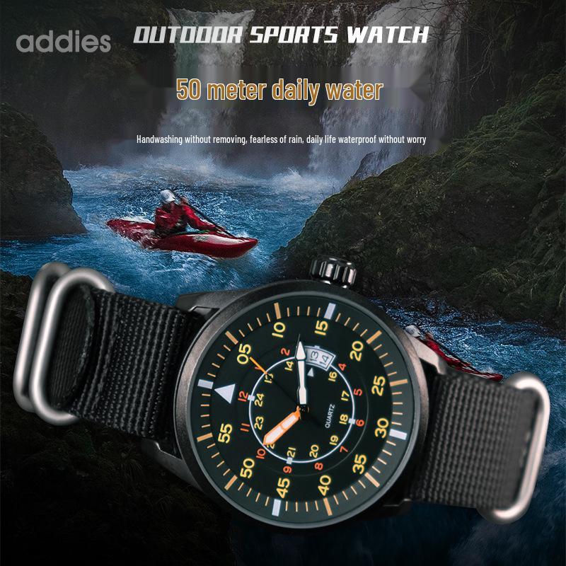 Addies Nylon Strap Men's Waterproof Quartz Sports Watch with Luminous Calendar