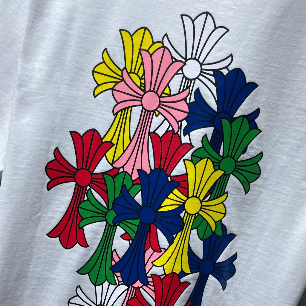 8505 CHROME HEARTS 2025 Καλοκαίρι Νέο Υψηλής Ποιότητας Βαμβακερό Στρογγυλό Λαιμό Φαρδύ μεγάλο μέγεθος Ανδρικό και γυναικείο μπλουζάκι Ζευγάρι