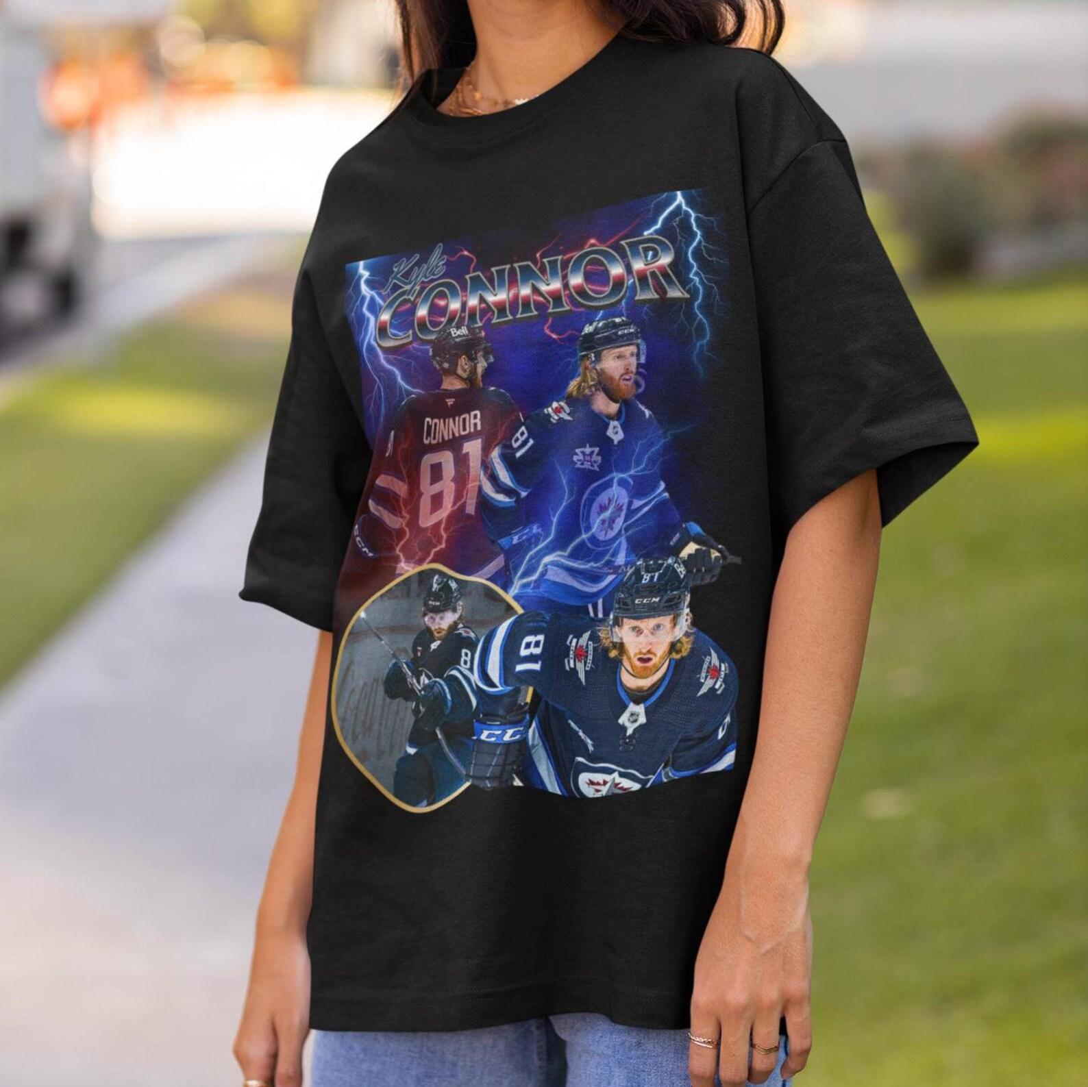 Kyle Connor Jets Shirt Vintage 90s Winnipeg Jets NHL Hockey Design Retro USA Hockey Gift Classic Graphic Tee Unisex T-Shirt Limited Edition L