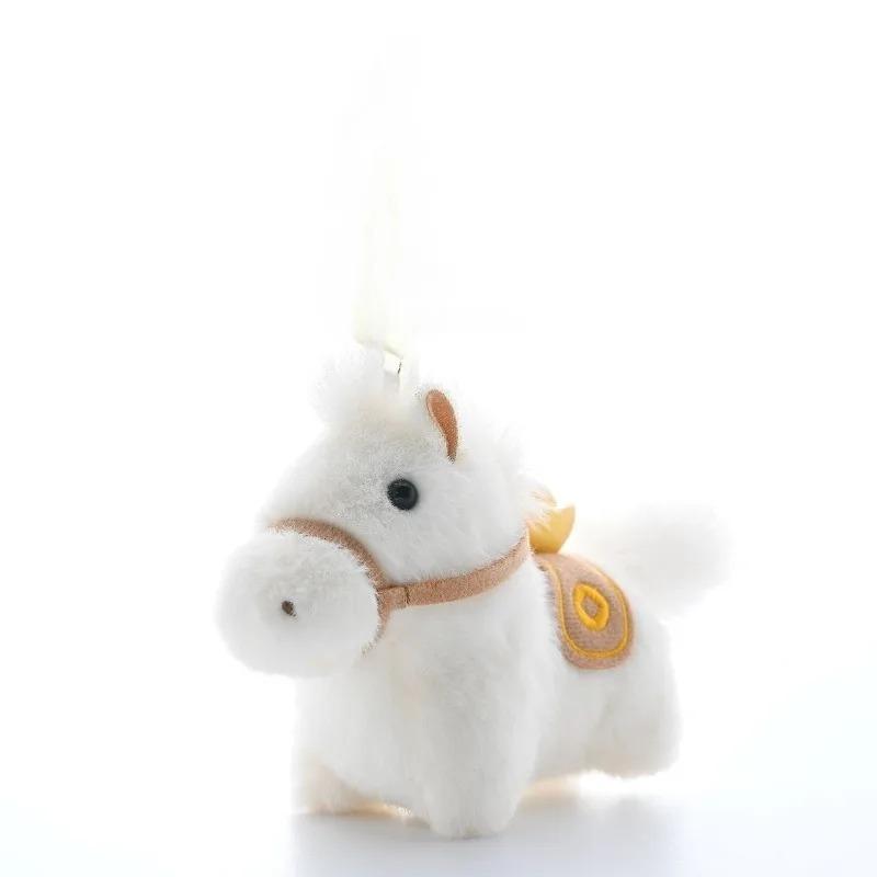 Realistic Pony Doll Horse Year Mascot Plush Toy Keychain Childrens Play Ornament Hanging Charm Animal Collectible Gift Accessory