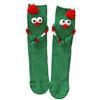 Christmas Funny Hand Socks Novelty Cartoon Big Eyes Middle Tube Socks Hosiery for Adult Kids Holiday Festival Party Gift