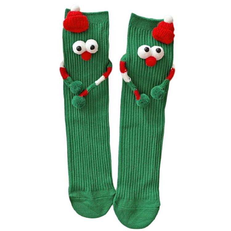 Christmas Funny Hand Socks Novelty Cartoon Big Eyes Middle Tube Socks Hosiery for Adult Kids Holiday Festival Party Gift