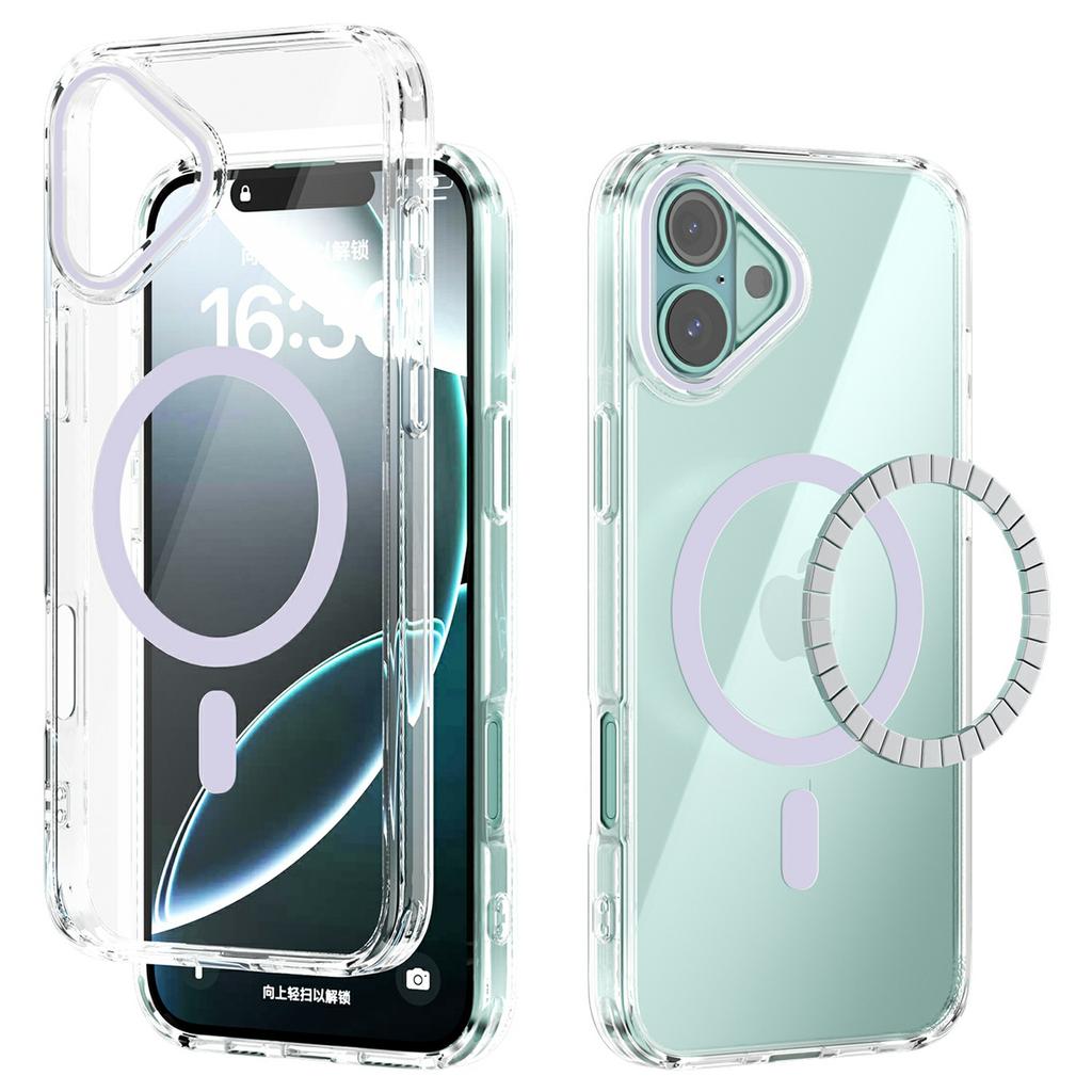 For iPhone 16 Case Compatible with MagSafe Anti Scratch Clear TPU PC Phone Back Cover