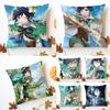 Game Genshin Venti Cushion Cover Washable Linen Pillowcase Soft For Sofa Bed Cozy Home Room Decor