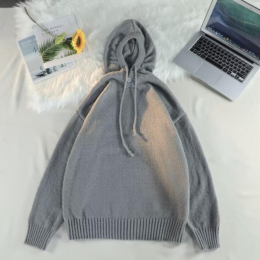 Pulover cu glugă pentru bărbați Toamnă/iarnă Stil vintage lejer Versatil Top tricotat Trendy Stil colegial Pulover îmbrăcăminte casual