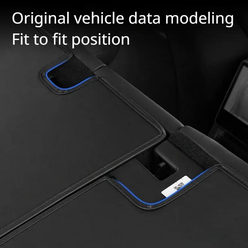 For Tesla Model 3 Highland 2025 Rear Seat Back Cover Leather Second Row Seats Backrest Protector Mat Car Interior Anti Kick Pads