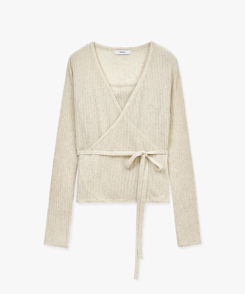 MONGDOL [Set] Sheer Linen Wrap Knit & Sleeveless Oatmeal Mdkt124Oatmeal