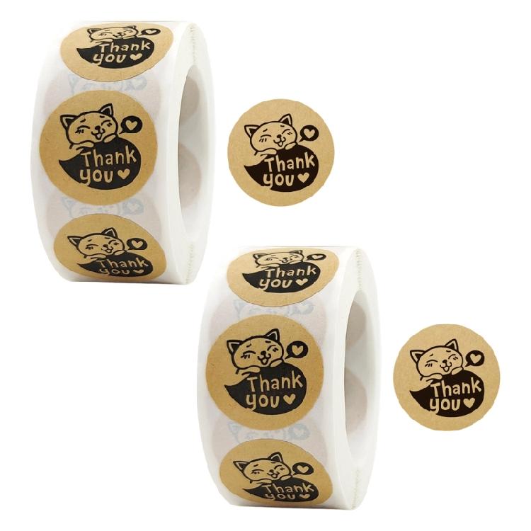 2.5cm Round Thank You Sticker 500Pcs Per Roll Adhesive Paper Labels For Holiday Greeting Card and Event Gift Packaging