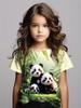 Girl Clothes Cute Animals 3D Print Casual Crew Neck Short Sleeves Graphic T Shirts Children's Clothing 2-10Y for Animals Lover