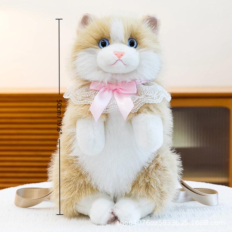 Cute Simulated Cat Designer Backpack Women Kawaii Soft Plush Trendy Backpack Purse For Woman School Bag Gift For Girls