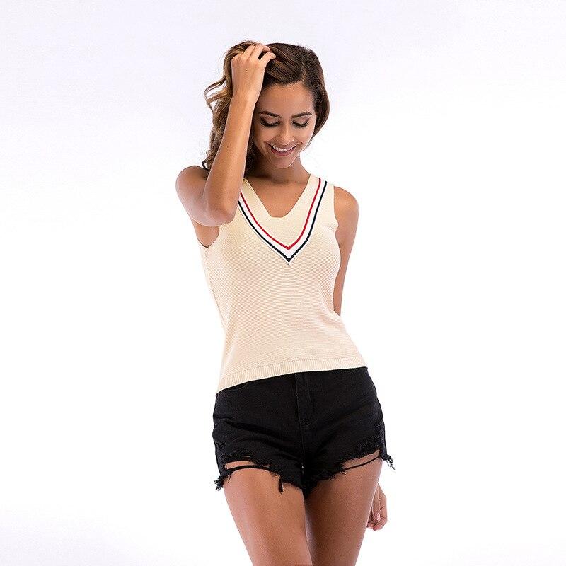 Buy 2021 Summer Slim Knitted Sweater Vest Women V Neck Vest Tank - Main Image