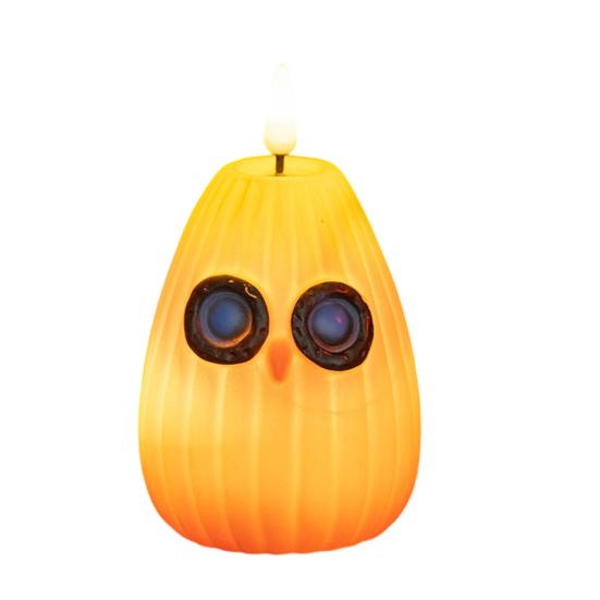 Autumn Owl Flameless Candle LED Night Light Battery Operated Flickering Candle Light Halloween Christmas Home Decor