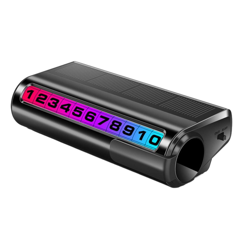 Temporary Parking Number Plate Solar Powered Automobile Temporary Parking Card Roller Adjustment Car Interior Glowing Telephone