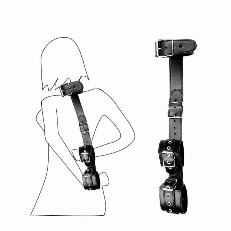 Woman Couple Handcuffs Set  Bondage Gear SM Slave Backhandcuff Bed Restraints Rope Strap Adult Erotic Game Wrists Neck Cuffs