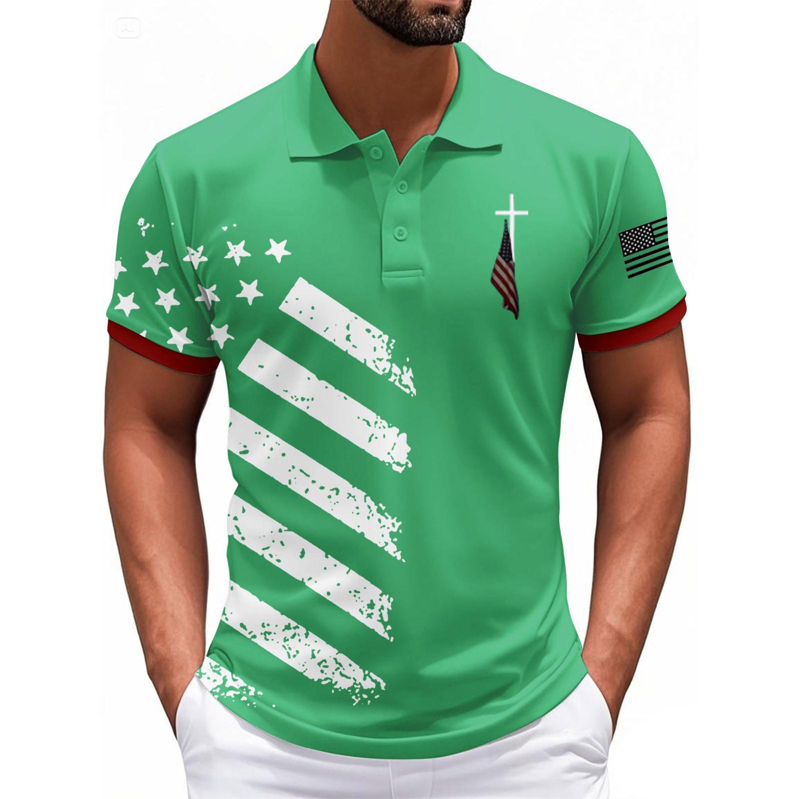 

Модный мужской повседневный топ с коротким рукавом и принтом «День независимости» XXL зелёный