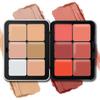 Minhas Cores 12 Cores Paleta de Blush em Creme, Paleta de Base Corretora Corretiva, Blush Po de Longa Duração à Prova de Manchas Misturável com Acabamento Matte