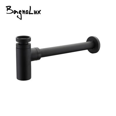 Luxus-Mattschwarz, hochwertiges Messing, Euro-Waschbecken, Flasche, Sanitär-P-Trap, Waschrohr, Abfalleimer, Badezimmer-Waschbecken-Siphon, moderner Stil