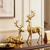 Yousheng 1 Pair Christmas Electroplating Golden Reindeer Statue Standing Sitting Elk Figurine Deer Sculpture Home Office Desktop Decoration Ornament