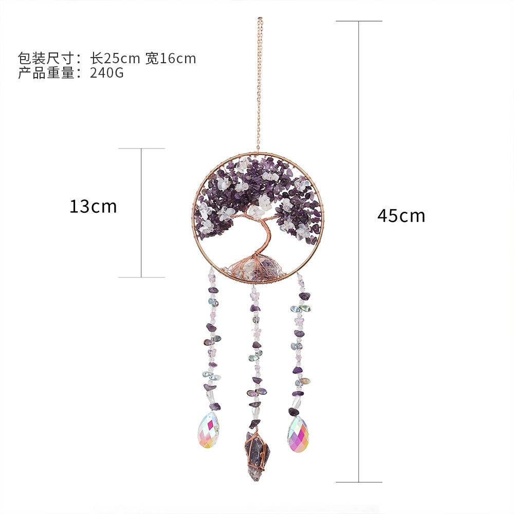 Girl pink crystal gravel sunshine catcher tree of life dream catcher pendant living room room dormitory pendant gift