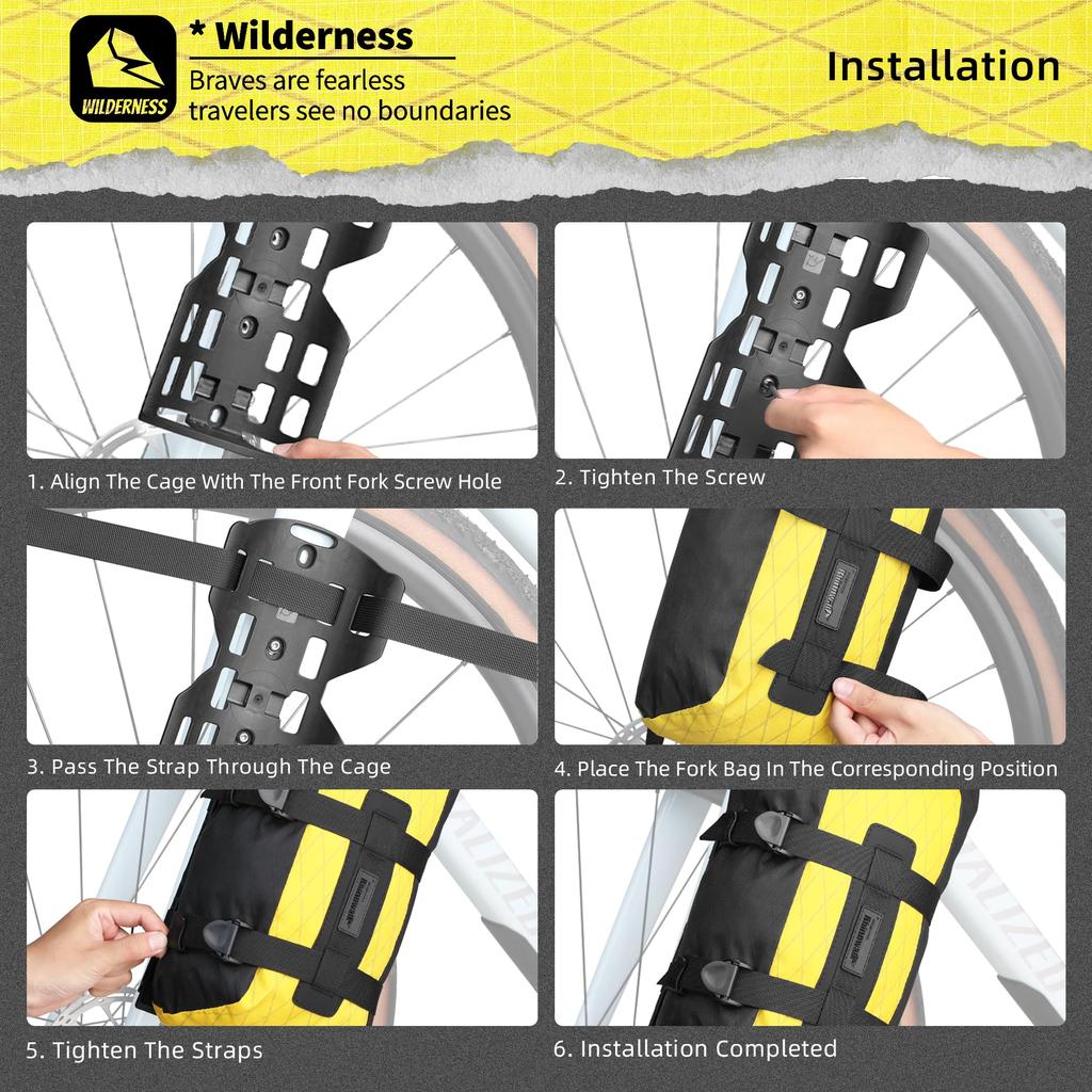 Rhinowalk Bicycle Front Fork Bag Waterproof Bike Pannier Saddle Bag for Mountain Bike Road Bike Accessories Black 6.5L E-Scooter - (1pc)