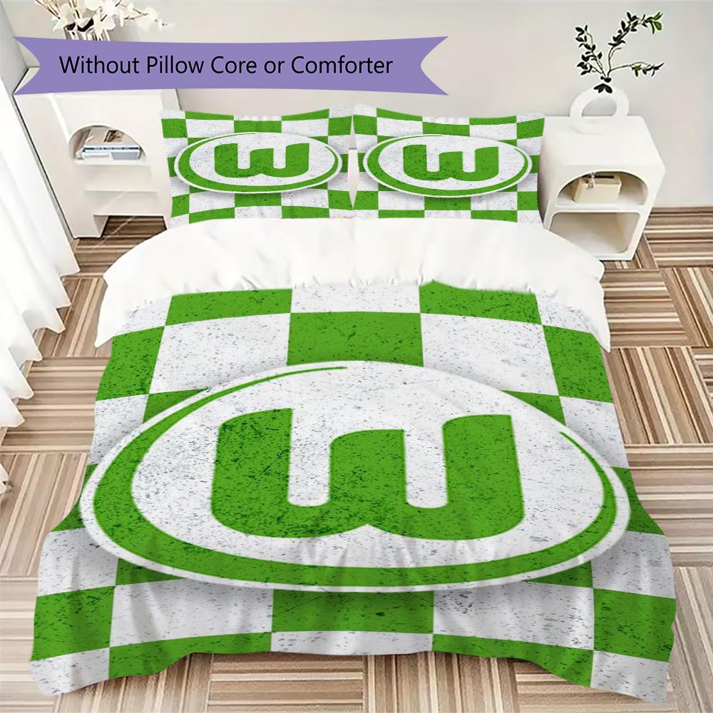 Pościel z wzorem VfL Wolfsburg Zestaw kołdry Poszewka na kołdrę Poszewka na poduszkę Dekoracja domu Prezent urodzinowy (1 * poszwa na kołdrę + 2 * poszewki na poduszki bez rdzenia)101