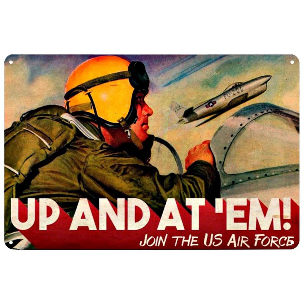 Military Metal Tin Signs Fight Plane Wall Art Poster Plaque Vintage Iron Painting Decoration for Home Cafe Washing Room Club Bar