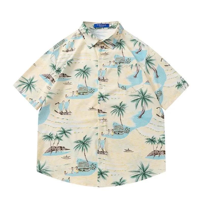 

Mens Tropical Print Short Sleeve Button-Down Hawaiian Shirt M